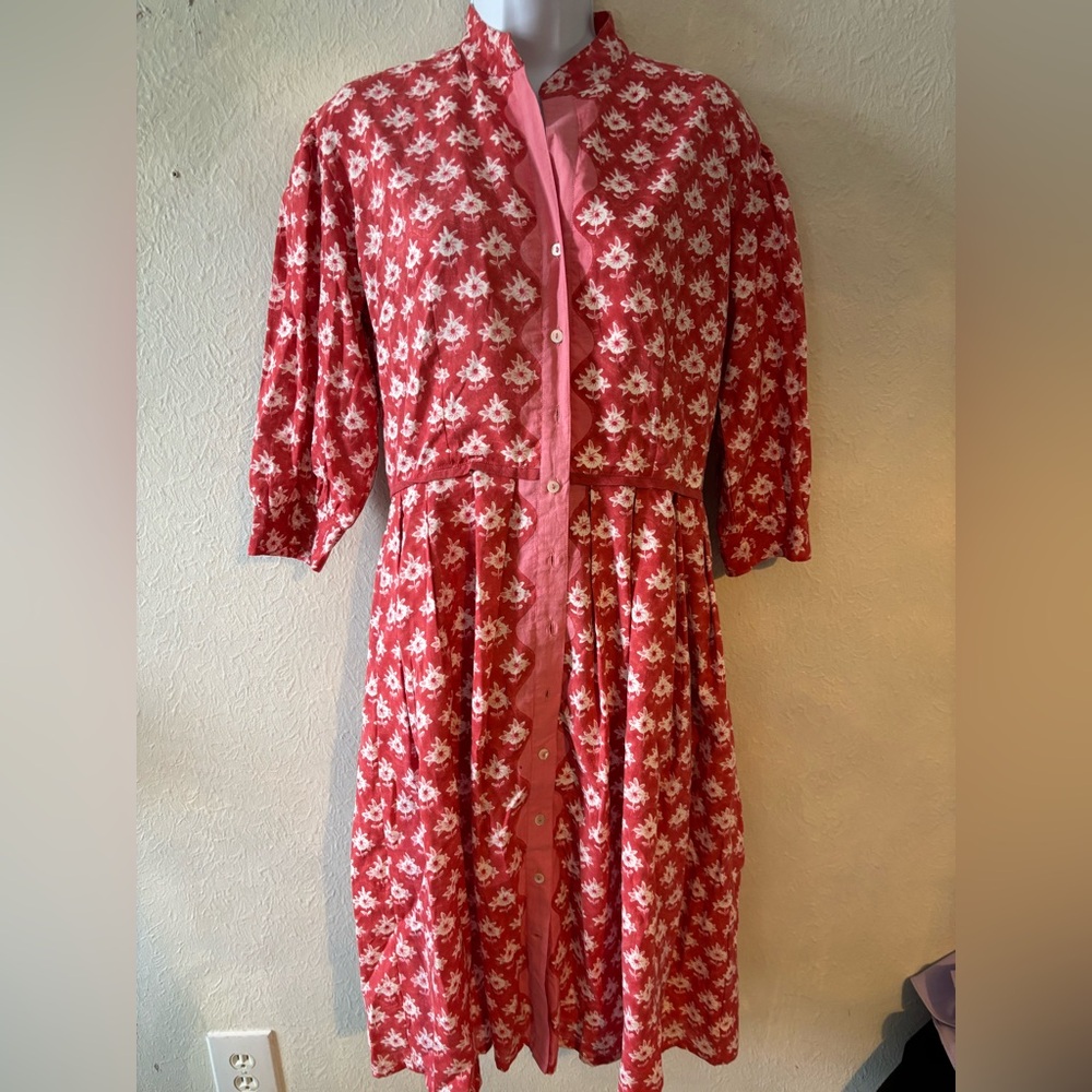 Daydress Floral Red and Pink Button-Up Dress size‎ M